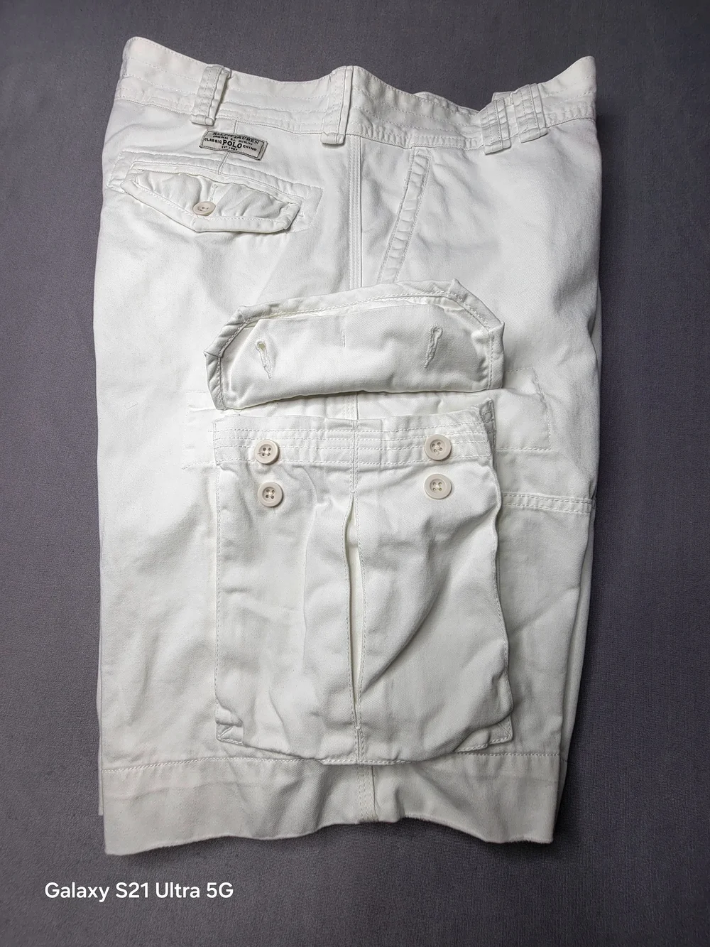 Polo Ralph Lauren Vintage Mens Gellar Fatigue Cargo Shorts Color White Size 34
